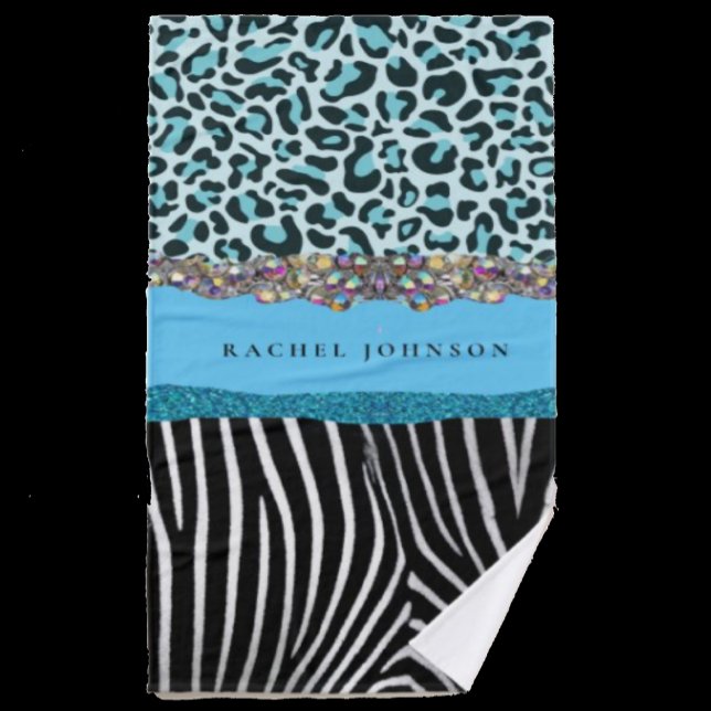 Blue Aquamarin and Black Glam Glitzer Best Towel S Badhandtuch Set (Von Creator hochgeladen)