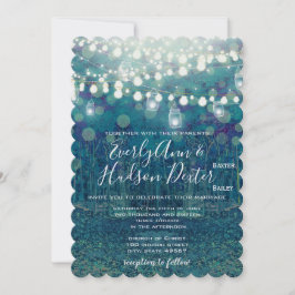 Blue Aquamarin Garland of Fairy Lights Forest Wedd Einladung