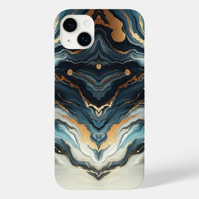 Blue Aquamarin Gold Agate Modern Glam Eleganter St Case-Mate iPhone Hülle (Rückseite)