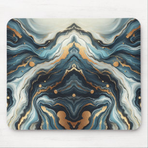 Blue Aquamarin Gold Agate Modern Glam Eleganter St Mousepad