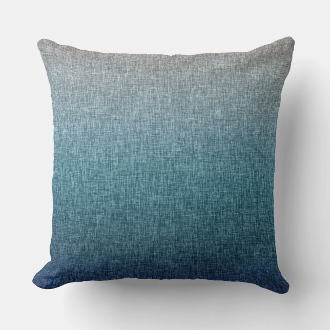 Blue Aquamarin Gray Crosshatch Pattern Abstrakt Om Kissen (Vorderseite)