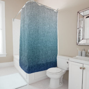 Blue Aquamarin Gray Ombre Crosshatch Abstrakt Duschvorhang
