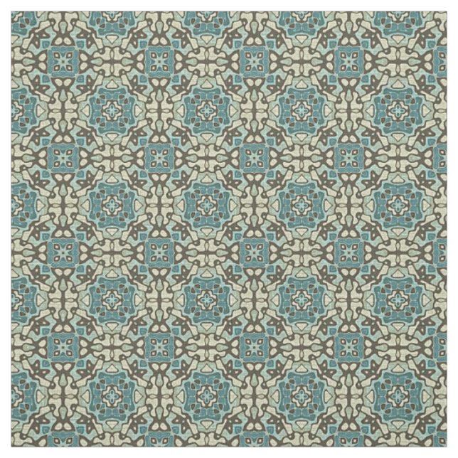 Blue Aquamarin Green Gran Ochre Angesagtes Orienta Stoff (Muster)