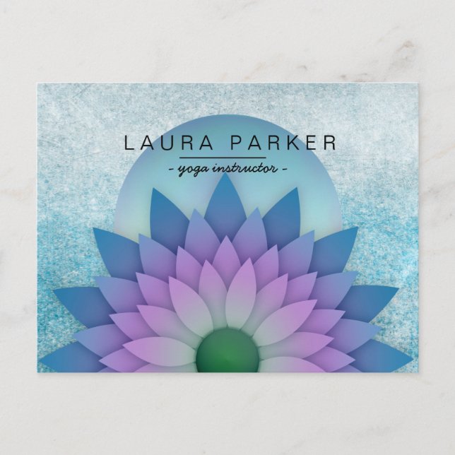 Blue Aquamarin Lotus Blume Yoga Medizin Holistisch Postkarte (Vorderseite)