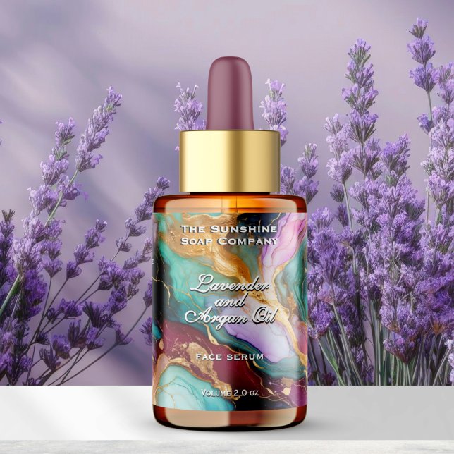 Blue Aquamarin Magenta Gold Marmortopf Flasche Adressaufkleber (Von Creator hochgeladen)