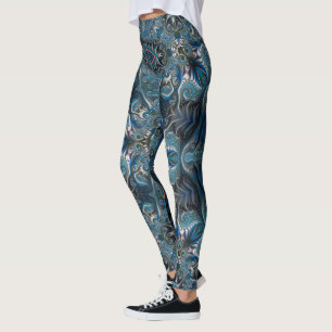 Blue Aquamarin Mysterium Space Mandala Leggings