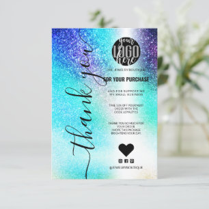 Blue Aquamarin Nebel Galaxy Glitzer Order Vielen D Dankeskarte