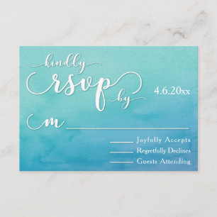 Blue & Aquamarin Ombre Watercolor Modern Wedding R RSVP Karte