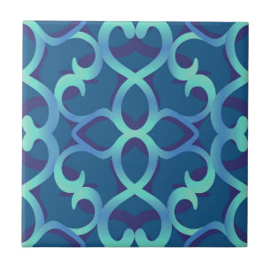 Blue Aquamarin Openwork Lace Pattern Fliese