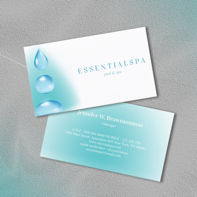 Blue Aquamarin Spiritual Water drops reiki yoga ze Visitenkarte (Von Creator hochgeladen)
