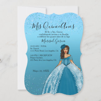 Blue Aquamarin Vintag Quinceanera Dress Einladung