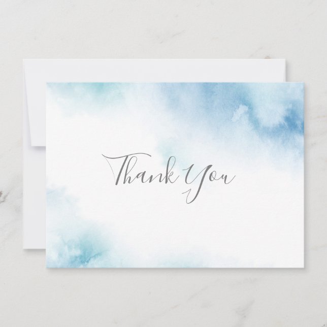 Blue Aquamarin Watercolor Abstrakt Frame Dankeschö Dankeskarte (Vorderseite)