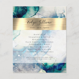 Blue Aquamarin Watercolor Gold Fossil Flyer