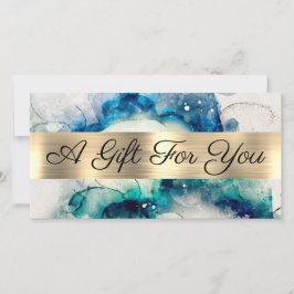 Blue Aquamarin Watercolor Gold Fossil Geschenkguts