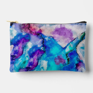 Blue Aquamarin White Lilac Abstrakt Watercolor Zubehörtasche