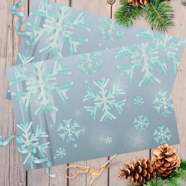 Blue Aquamarin Winter Wonderland Seidenpapier (Von Creator hochgeladen)