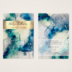 Blue aquamarine Aquarellenkarte