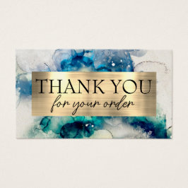 Blue aquamarine Aquarellfarbe Dank Discount Card