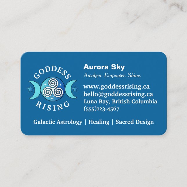 Blue-Aquamarine Goddess Rising Business Card Visitenkarte (Vorderseite)