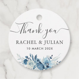 Blue Aquarell Blumengrün danke Ihnen Hochzeit Geschenkanhänger