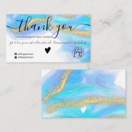 Blue Aquarell Gold Glitzer Logo Bestellung Vielen  Visitenkarte