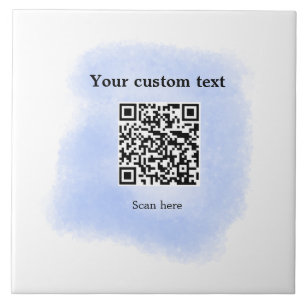 Blue Aquarell QR Scan Code hinzufügen benutzerdefi Fliese
