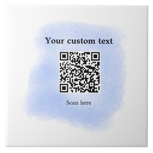 Blue Aquarell QR Scan Code hinzufügen benutzerdefi Fliese (Vorderseite)