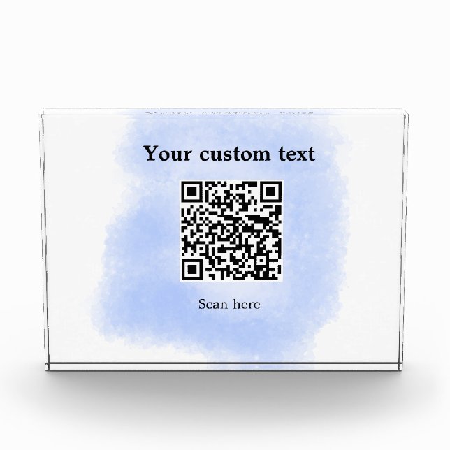 Blue Aquarell QR Scan Code hinzufügen benutzerdefi Fotoblock (Vorderseite)
