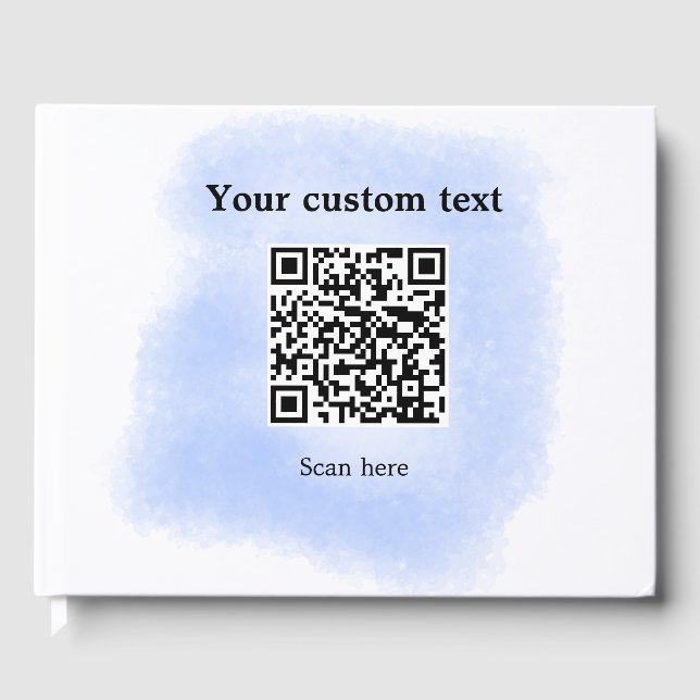 Blue Aquarell QR Scan Code hinzufügen benutzerdefi Gästebuch (Vorderseite)