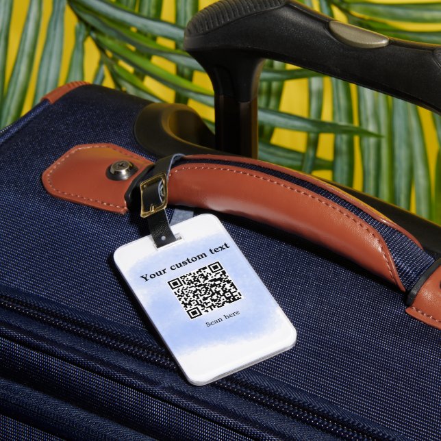Blue Aquarell QR Scan Code hinzufügen benutzerdefi Gepäckanhänger (Vorderseite Insitu 1)