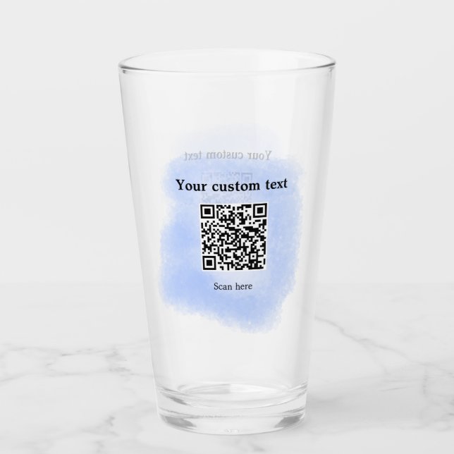 Blue Aquarell QR Scan Code hinzufügen benutzerdefi Glas (Vorderseite)