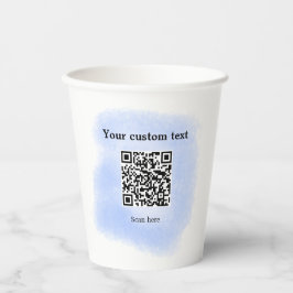 Blue Aquarell QR Scan Code hinzufügen benutzerdefi Pappbecher