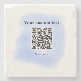 Blue Aquarell QR Scan Code hinzufügen benutzerdefi Steinuntersetzer