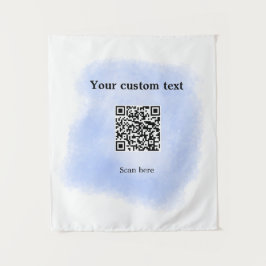 Blue Aquarell QR Scan Code hinzufügen benutzerdefi Wandteppich