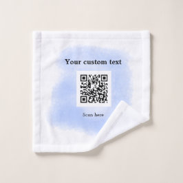Blue Aquarell QR Scan Code hinzufügen benutzerdefi Waschlappen
