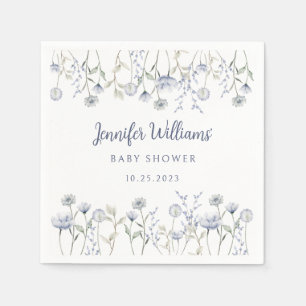 Blue Aquarell Wildblume Baby Boy Duschpapier Serviette