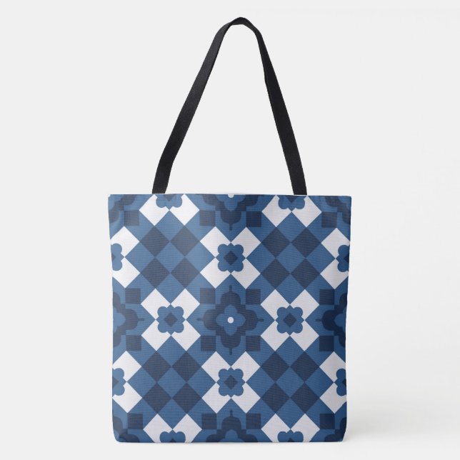 Blue Arabesque Pattern Tasche (Vorderseite)