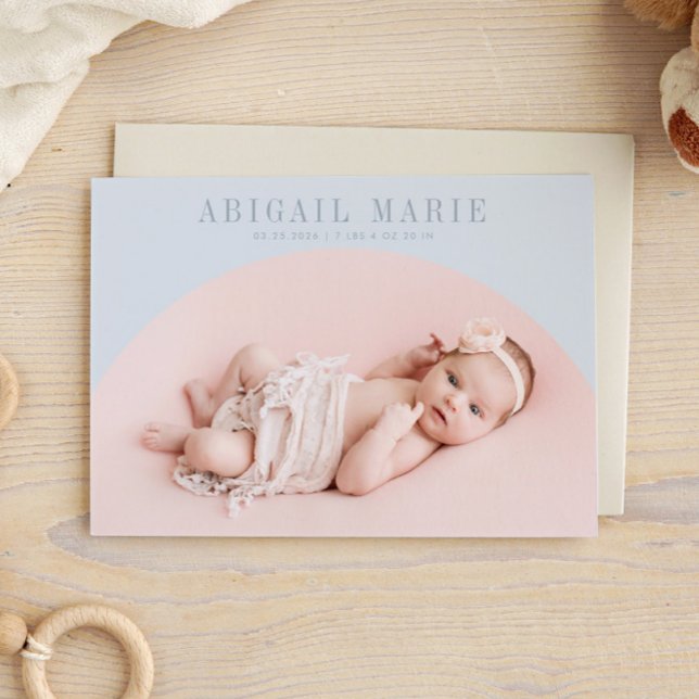 Blue Arch Frame Birth Announccard Ankündigung (Von Creator hochgeladen)