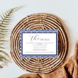 Blue Arch Mexican Talavera Spanish Wedding Details RSVP Karte