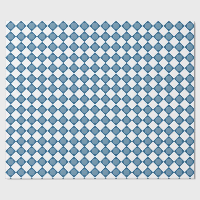 Blue Argyle Golf Pattern Wrapping Paper Geschenkpapier (Flach)