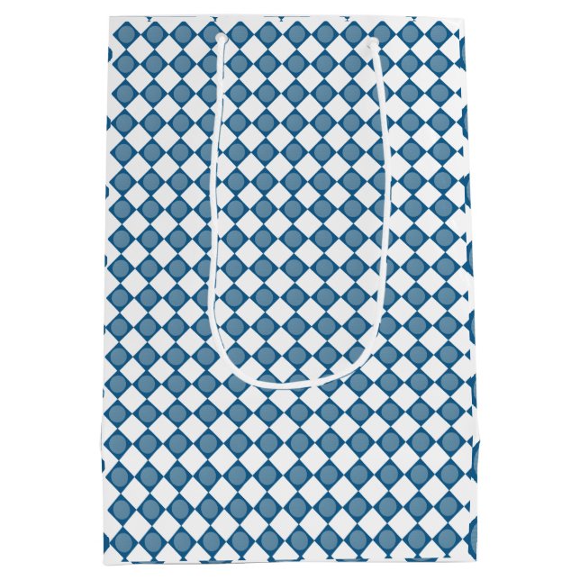 Blue Argyle Golf Pattern Wrapping Paper Mittlere Geschenktüte (Rückseite)