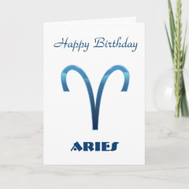 Blue Aries Zodiac Signs Happy Birthday Karte