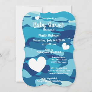 Blue Army Camouflage Baby Dusche Einladungen mit H
