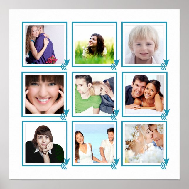 Blue Arrow Frames Ihre Fotos Instagramm Poster (Vorne)