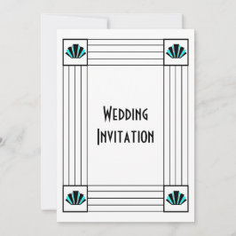 Blue Art Deco Design Wedding Einladung