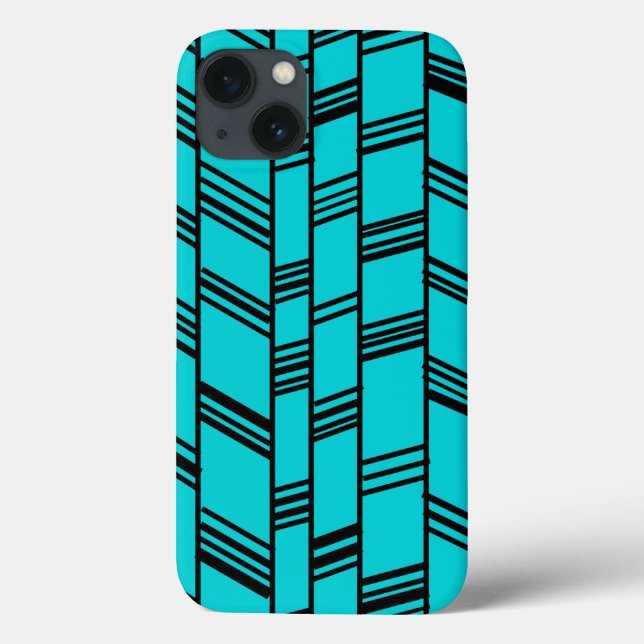 Blue Art Deco Lines Case-Mate iPhone Hülle (Rückseite)