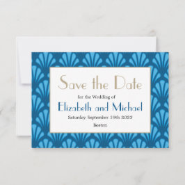 Blue Art Deco Moderne Elegante Save the Date