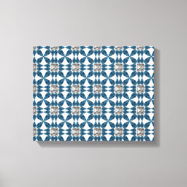 Blue Art Deco Muster Leinwanddruck (Vorderseite)