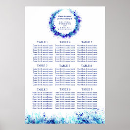 Blue Art Hochzeitstisch Planer 1-9 Tische Poster