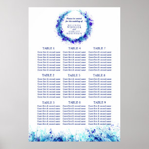 Blue Art Hochzeitstisch Planer 1-9 Tische Poster